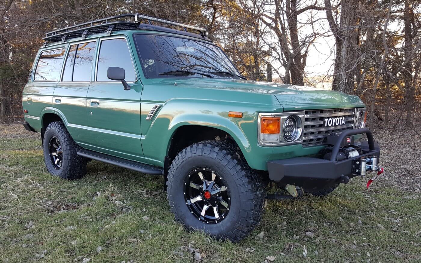 1986 Toyota Land Cruiser FJ60 Restored with V8 engine conversion Side View Green