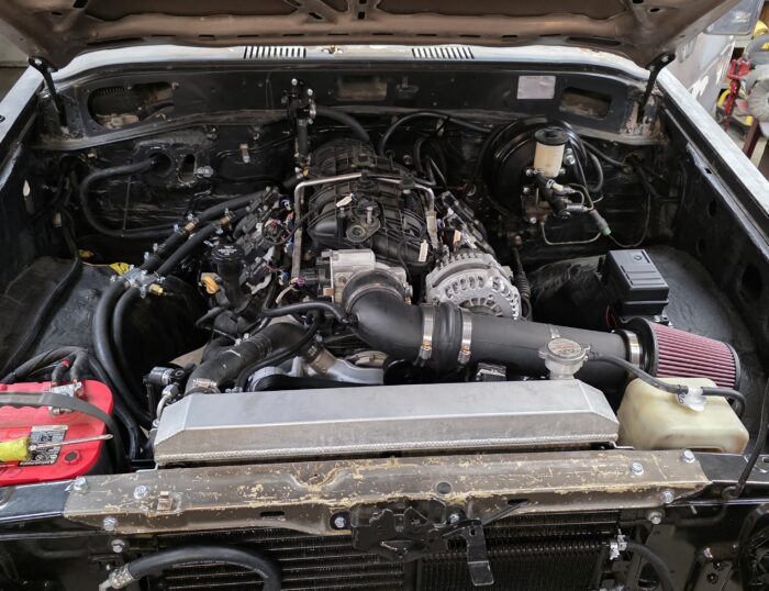 LS V8 engine swap installed in 1987 Toyota Land Cruiser FJ60 engine bay