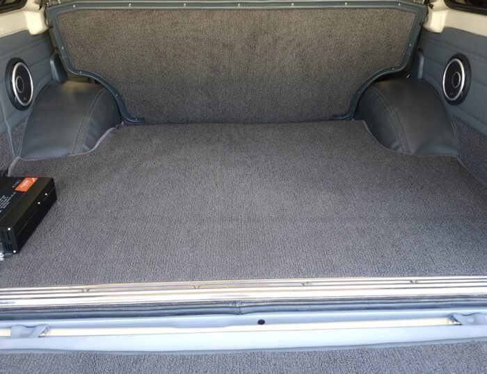 1988 FJ62 Land Cruiser rear cargo area with new carpet