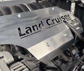 Custom Toyota Land Cruiser LS3 V8 engine with billet aluminum Land Cruiser engine cover